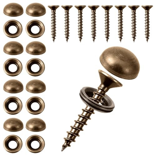 Lot de 8 vis décoratives en laiton avec capuchons, capuchons décoratifs pour vis en laiton, vis de miroir, de fenêtre, pour différentes armoires de meubles en bois, 15 mm