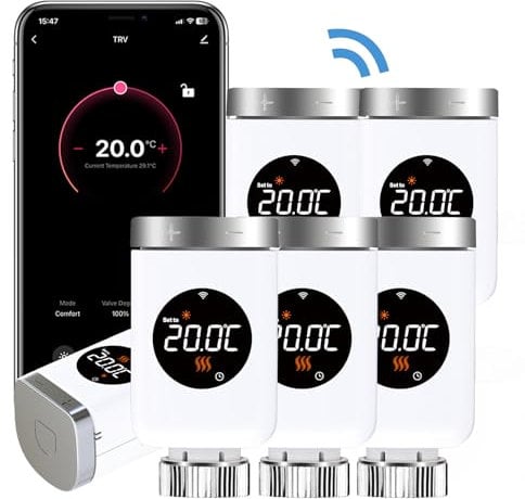 SALCAR Heizkörperthermostat WiFi Thermostat Heizung Kompatibel mit Amazon Alexa & Google Assistant Programmierbar Tuya Heizungsthermostat kein Gateway erforderlich