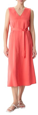Comma Satiniertes Leinenmix-Kleid in Midilänge