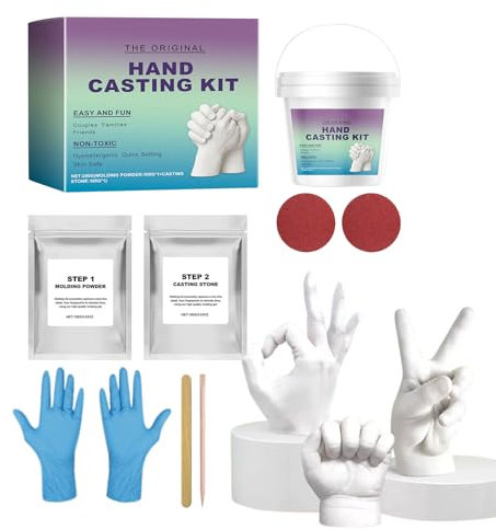 Abdruck-Set Für Hände | Paar-Handabdruck Gips-Set Mit Aufbewahrungsbox | Romantisches Bastelset Mit Formen & Handschuhen Für Ihn, Sie & Paare