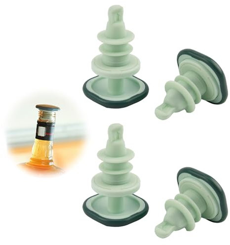 4Pcs Wine Stopper, Wine Bottle Stoppers Vacuum Silicone Soft Plug Spillproof and Leak-Proof Champagne Wine, Reusable Saver Pump for Freshness and Extended Storage Suitable for Champagne