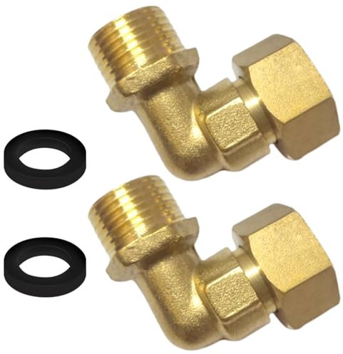 Confezione da 2 raccordi a gomito in ottone a 90 gradi, 1,3 cm, facili da usare, per impianti idraulici e sistemi di riscaldamento, in ottone resistente