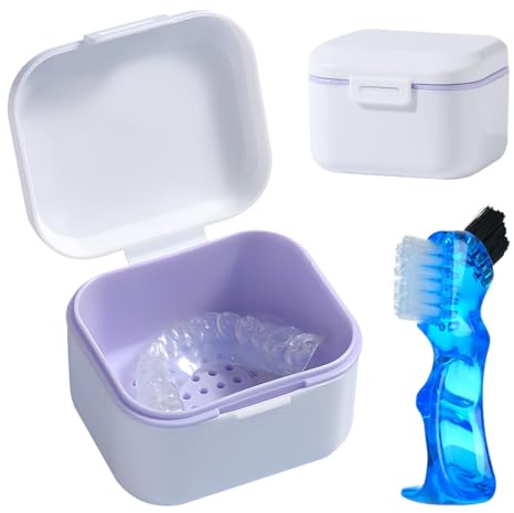 GmeDhc Caja Aparato Dental con Cepillo Limpiador y Filtrar | Funda Aparato Dental Ortodoncia, Contenedor por Alineadores Dentale