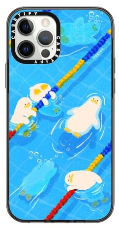 CASETiFY Kompakte Schutzhülle für iPhone 12 Pro [2 x Falltest in Militärqualität/1,2 m Fallschutz] - Pool time - Schwarz