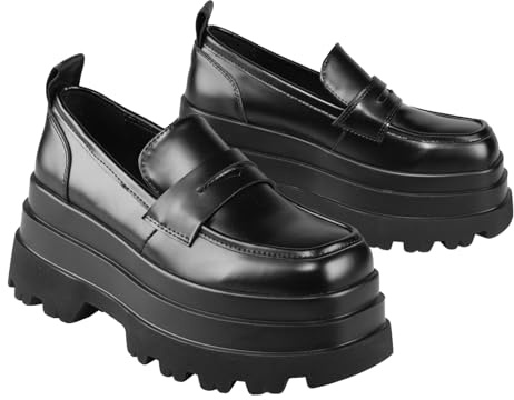 Buffalo Damen Schuhe Plateauschuhe Jupiter Loafer, Farbe:Schwarz, Schuhgröße:EUR 40, Artikel:-Black
