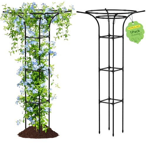 MYMULIKE Garden Trellis for Climbing Plants Outdoor, 165cm/65inch Mushroom Top Trellis for Climbing Plants, Plant Trellis Support for Potted Plants Climbing Vine Rose Clematis Vegetable Trellis
