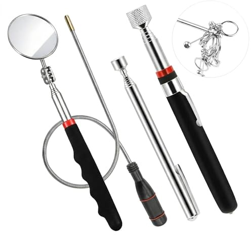3-Piece Telescopic Magnetic Pickup Tool Set + Telescopic Inspection Mirror