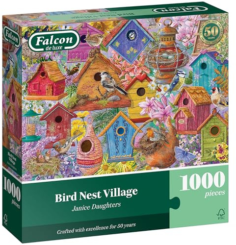 Falcon Bird Nest Village – 1000 Piece Adults Jigsaw Puzzle - Wildlife Scene | 1000 Pc Adult Jigsaws - Nostalgic, Charming Large Puzzles - Cosy Rainy Day Activity, Christmas & Birthday Gift - 68 x 49 cm
