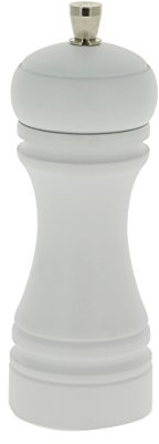 MARLUX 345 Salzmühle aus lackiertem Buchenholz und Edelstahl, 14 cm, Mattweiß