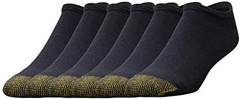 GOLDTOE Men's 656F Cotton No Show Athletic Socks, Multipairs, Black (6-Pairs), X-Large
