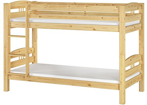 Erst-Holz® Etagenbett Kiefer-Massivholz Natur 90x200 Stockbett Rollroste Matratzen Hochbett 60.10-09 M