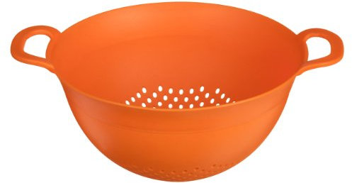 PREMIER HOUSEWARES 26CM DIA COLANDER STRAINER ORANGE DOUBLE HANDLES PLASTIC