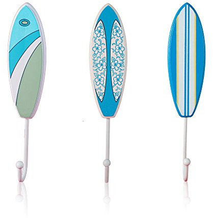 Tumbler Home Tropical Surfboard Wandhaken - 3er Set - blau/grün/weiß - 22,9 cm hoch