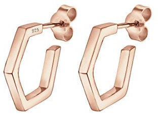 Elli Ohrringe Damen Hexagon Creolen im Geo Minimal Look in 925 Sterling Silber Rosé vergoldet