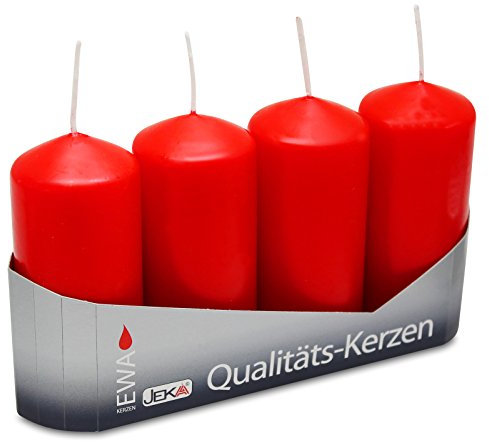 12er Pack Stumpenkerzen rot, ca. 40 x 90 mm (12 x 4 Stück) Kerze Kaminkerze Laternenkerze Dekoration