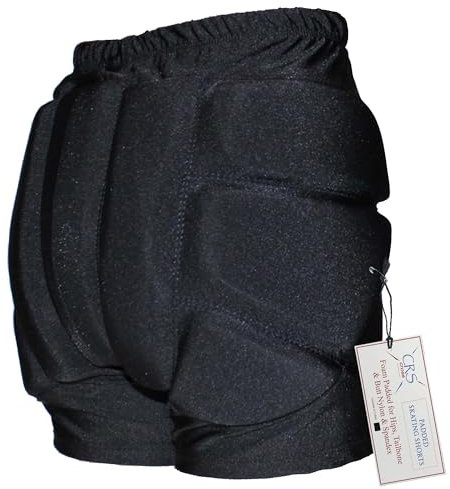 CRS Cross Gepolsterte Eiskunstlauf-Shorts - Crash Butt Pads für Hüfte Steißbein & Po, Damen, Größe M, Schwarz, 38