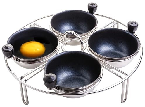 Eggssentials Eierpochierer-Einsatz, Edelstahl, pochiert, Eierkocher, Eierkocher, PFOA-frei, Eierkocher, antihaftbeschichtet, 18,4 cm Rack, kompatibel mit Sklet Instant Pot