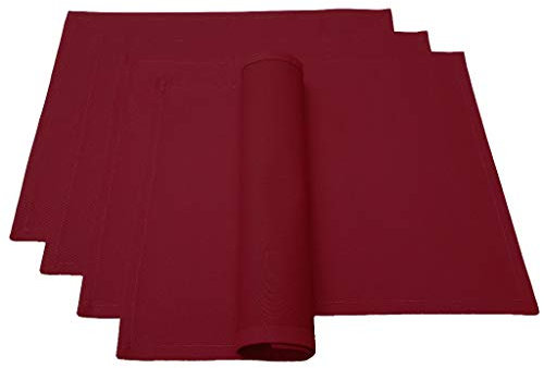 Lemos Home Platzset Tischset Platzdeckchen 4 Stück ca. 46 x 36 cm aus Baumwolle Viele Farben (Weinrot)