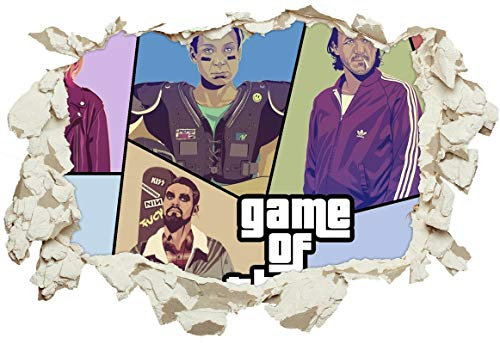 Unified Distribution Game of Thrones - GTA - Wandtattoo mit 3D Effekt, Aufkleber für Wände und Türen Größe: 92x61 cm, Stil: Durchbruch