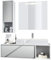 Vladon Set di mobili da Bagno Mobile Contenitore La Costa, Struttura in Bianco Opaco/Frontali in Grigio Chiaro Satinato con lavabo da appoggio, Rubinetto e Specchio LED