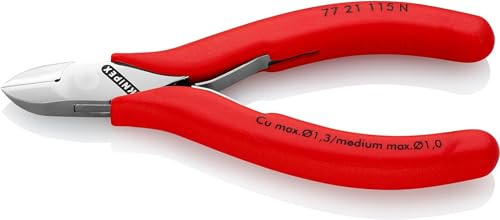 KNIPEX Electronics Diagonal Cutter 115 mm, 77 21 115 N | With Box Joint with Non-Slip Plastic Grips