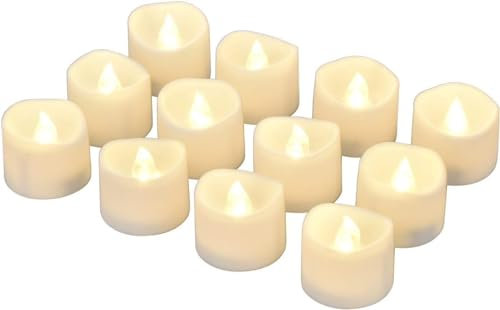 LED Teelichter, Willingood 12 Stücke LED Kerzen Flammenlose Kerzen Teelichter mit timerfunktion mit Zeitmesser und Automatikmodus: 6 Stunden an und 18 Stunden aus; Warmes-Licht, 3.2x3.6cm