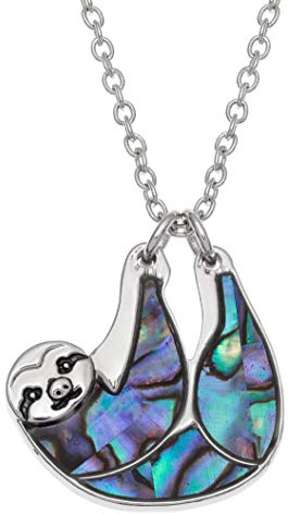 Kiara Jewellery Halskette mit Anhänger Faultier mit grünlichem Paua-Abalone-Muschel auf 45,7 cm langer Kette