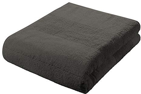 sleepling Marina Strandtuch, Saunatuch, Badetuch, 100% Baumwolle 550 gr./m², Kordelaufhänger, Design Bordüre, Ökotex 100, 90 x 200 cm, anthrazit
