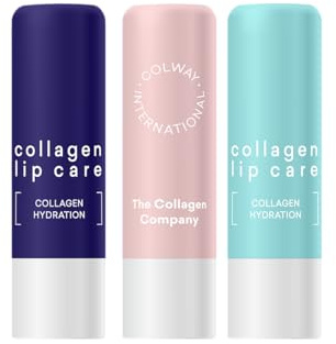 Colway - Set 3 Stück Lippenpflege, Lip Balm mit Collagen und Vitamine, Argan- und Jojobaöl, Befeuchtend Lippenpflegestift, Lippenbalsam Glätten und Straffen Haut, Lippenpflege Set - 3 Stück Satz