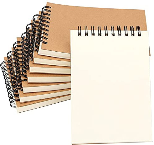 HAKACC Notizblock A6 blanko,8 Stück klein Spiralblock 80 Blatt pro Block,80 g/m²,mini Notizbuch deal für Skizzenblock,Schreibblock, Rechenblock,Malblock,Zeichenblock,Notizen