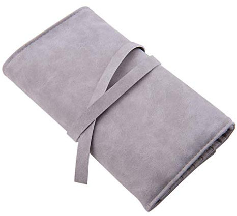 Étui à roulettes pour Pinceau de Maquillage Porte-Pochette 14 Poches Sac à cosmétiques Organisateur de Pinceau de Maquillage Portable avec Sangle de Ceinture pour Cadeau de Voyage Pinceaux (Gris)