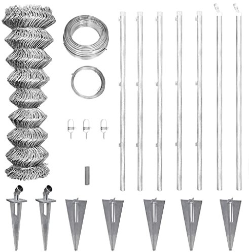 MUSEVANE weidezaun sichtschutz zaun hühnerzaun mit Pfosten Erdanker Verzinkter Stahl 15×0,8 m