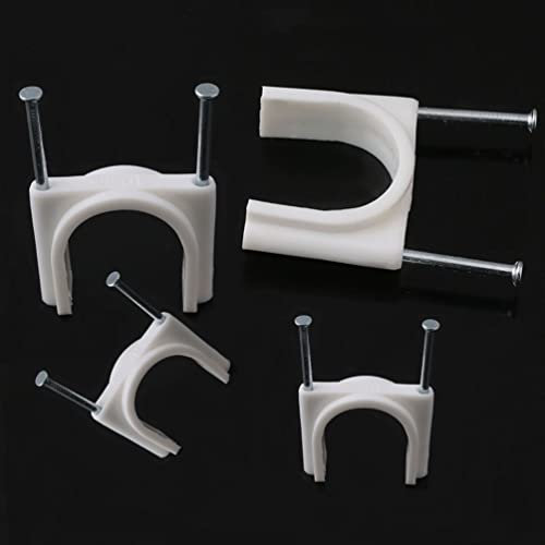 CONPHERON Attache Cable, Clips Câble avec Clou, Serre Cable, Blanc, 30mm, 25 Pièces
