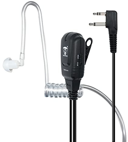 TechSide TSPN-MV 2-poliges pneumatisches Midland-Kopfhörermikrofon mit VOX | Funkgeräte | Kompatibel mit G7 pro M24 M24 Plus M48 M99 G6 XT G7 XTR ICOM | Softair Sicherheitsuhr