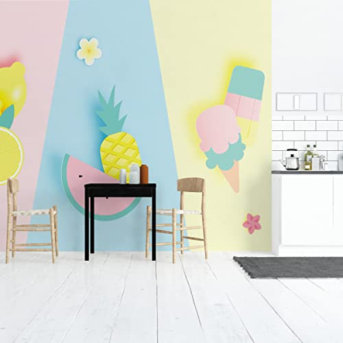 Muralo Fabelhafte Selbstklebende Fototapete 254x184 pastellfarbenes Obst EIS Dekor Moderne Tapete Wohnzimmer Schlafzimmer Wandbilder Wandtapete XXL Luxus Abstrakt Br.254xHö.184