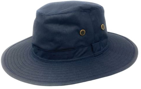 Fidra gewachster wasserdichter Busch-Fedora Regenhut mit Ösen, marineblau, 7 1/4
