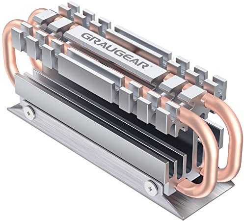 GRAUGEAR M.2 2280 NVMe SATA SSD Dissipateur thermique au toucher direct, double tuyaux de chaleur en cuivre, design à ailettes en alliage d'aluminium, hauteur 3,4 cm