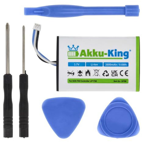 Akku kompatibel mit Sony LIP1708 - Li-Polymer 2600mAh - für Playstation 5 PS5 Controller, DualSense Wireless Controller - mit Öffnungswerkzeug