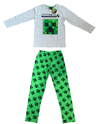 Fashion UK Winter-Pyjama Minecraft Cubo Creeper mit langen Ärmeln für Kinder (11 Jahre – 146 cm), mehrfarbig
