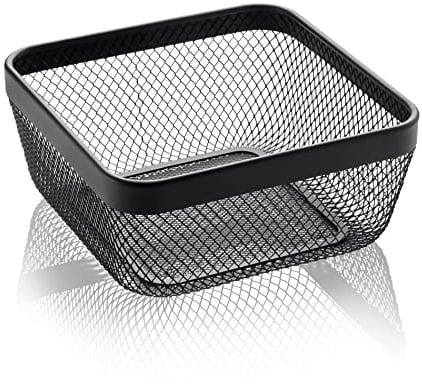 WAS Germany Aufbewahrungskorb - dekorativer Drahtkorb für Obst oder Gemüse - aus pulverbeschichtetem Metall - schwarz - 24,5 x 24,5 x 11 cm