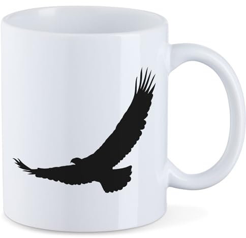 Huuraa Tasse Eagle Silhouette Adler Geschenk 330ml Weiß Eagle Silhouette Präsent