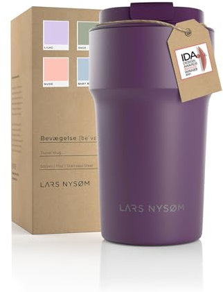 LARS NYSØM Thermo Kaffeebecher to go 500ml | Travel Mug 0,5 Liter mit Isolierung | Auslaufsicherer Edelstahl Thermobecher für Kaffee und Tee unterwegs | Teebecher (Deep Purple, 500ml)