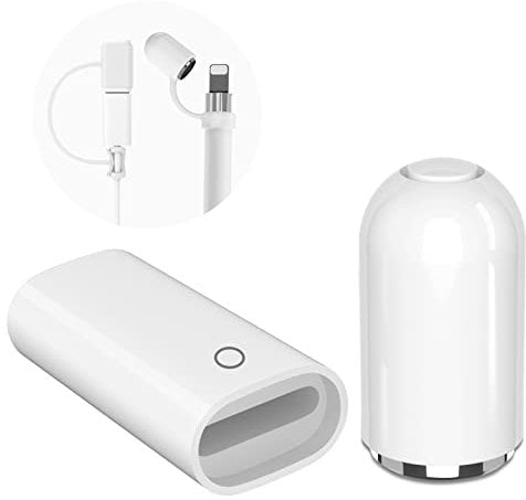 Ladeadapter und Ersatzmagnet Kappe für Apple Pencil 1 Gen (Zubehör mit Tether-Adapter und Silikon-Schutzkappe) Lade Pencil Adapter für iPencil Lightning Kabel Ladekable Ladegerät für Apple Pencil 1st