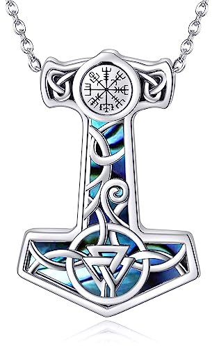 CUPENDA Thors Hammer Halskette Sterling Silber Mjolnir Wikinger Kompass Anhänger Halskette Schmuck Geschenke für Frauen Freundin