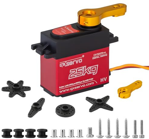Digital RC Servo 25 kg en métal étanche Servo de modélisme avec engrenage en métal pour modèles RC, ailes rigides, voiture 1/10 1/8, robot et bricolage intelligent (1 pièce) (25 kg)