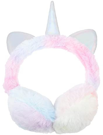 Theaque Einhorn-Ohrenschützer für Mädchen, Kinder, Frauen, weiche Plüsch-Ohrenwärmer, Winter-Ohrenschützer, bunt, 25X15.5X9CM