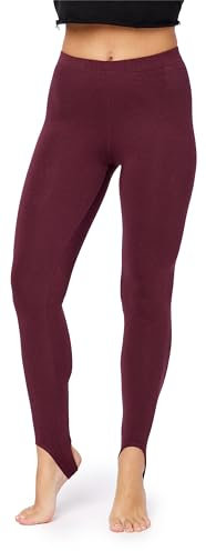 Bellivalini Damen Thermo Leggings Gefüttert mit Fußschlaufe für Winter Warme Apre Ski BLV50-321 (Weinrot, L)