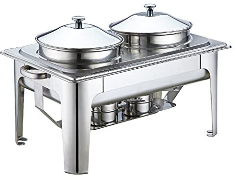 Aufsatz-Speisewärmer/Buffet-Suppentopf, Chafing-Dish-Buffet-Set aus Edelstahl mit Wasserpfanne, Deckel, Rahmen und Brennstoffhalter