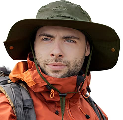 TOP-EX XL/XXL Sonnenhut Herren, Breiter Krempe UV Safari Hüte für Sommer Outdoor Wandern Angeln Spazieren, Wasserdicht & Winddicht Grün 63-66cm
