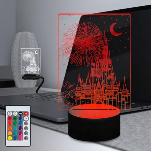 Masshomi Castle Illusion LED-Nachtlicht, 16 Farbwechsel, Touch-Fernbedienung, bunt, USB-Aufladung, tragbar, für Wohnzimmer, Kinderzimmer, Mädchen, Prinzessin